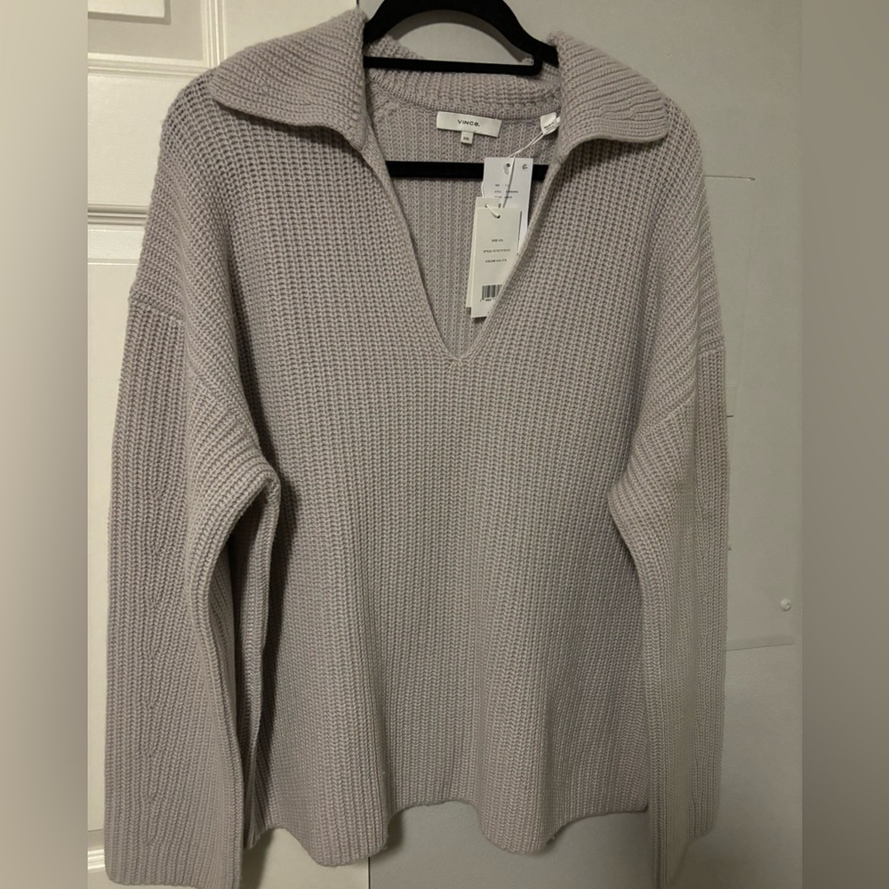 VINCE NWT Cashmere Blend  V-neck/Polo Sweater XXL